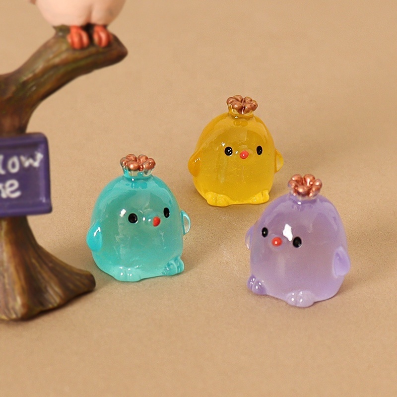 Simulated miniature resin mini luminous cartoon crown chicken handmade DIY hair accessories cream glue phone case accessories