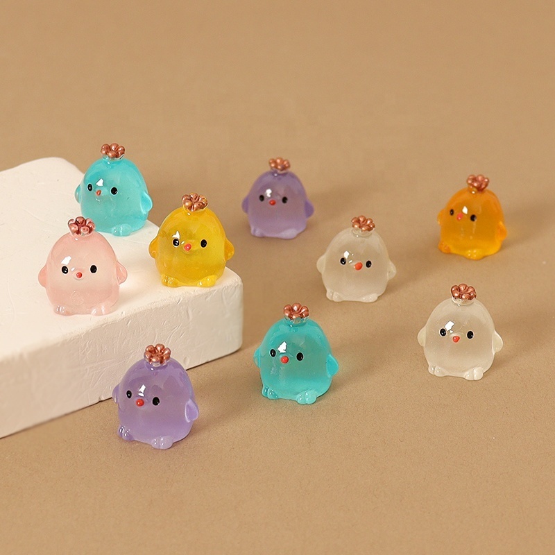 Simulated miniature resin mini luminous cartoon crown chicken handmade DIY hair accessories cream glue phone case accessories