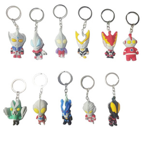 ultraman custom 3d anime keychain silicone plastic rubber pvc keychain bag accessories  in bulk key holder key ring Gift