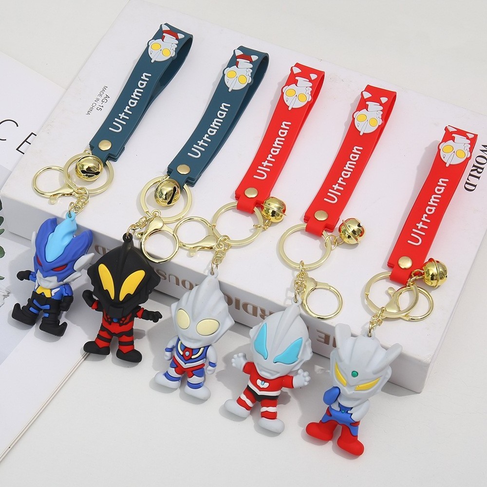 ultraman custom 3d anime keychain silicone plastic rubber pvc keychain bag accessories  in bulk key holder key ring Gift