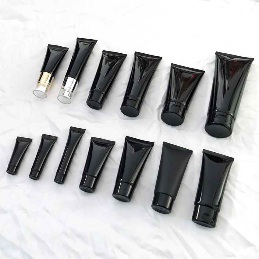 30-200ml empty black Squeeze plastic Soft Tube with Screw Flip Cap hand cream skin care facial cleanser cosmetic tube packaging