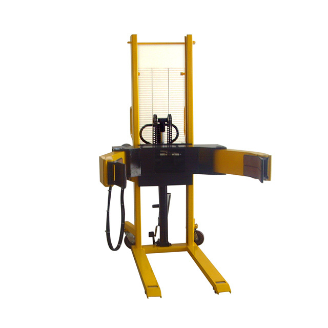 Semi automatic electric straddle portable loading and unloading forklift rotating clamp paper roll lifter stacker