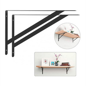 Black Metal L Type Floating Shelf bracket Thick Heavy Duty steel Angle Bracket Shelf Bracket for DIY