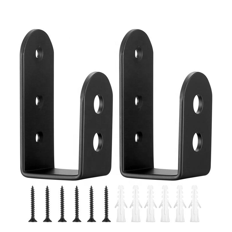 Black Door Barricade Brackets, U shape Door Security Barricade Brackets, Heavy Duty Door Security Brackets