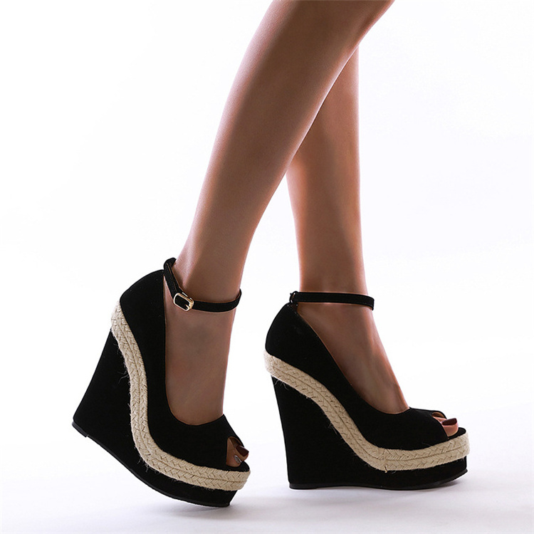 New Fashion Fish Mouth 16 Cm High Heels Sandals Fashion Wedges Heel Women Pumps Shoes Size 35-42