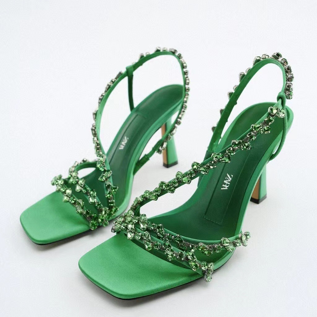 Summer Fashion Designer Brand Shoes Women's Sexy Rhinestone Diamond Chain Stiletto elegant Party Pumps High Heels Sandals