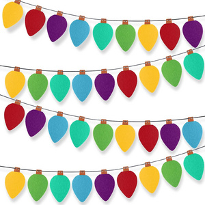 Felt Lights Banner Festive Bulbs Garland Colorful Rainbow for X'mas festival Birthday Party Outdoor Holiday Decorations