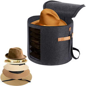 Custom Colors Large Felt Hat Box Travel Foldable Hat Boxes with Lids Decorative Closet Organizer