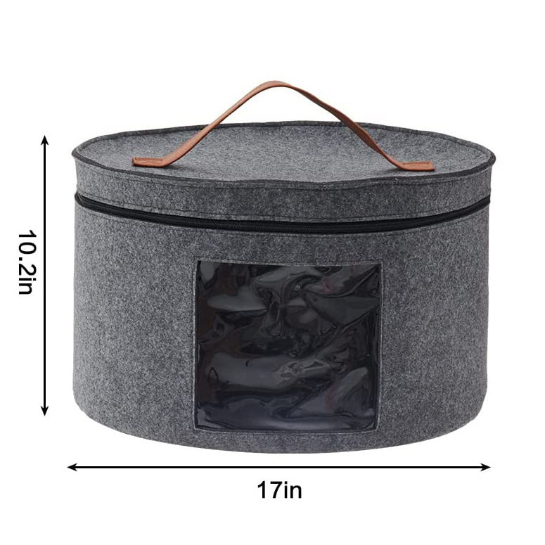 Women And Men 19 x 17in Extra Large Felt Hat Storage Boxes for Storage Large Round Foldable