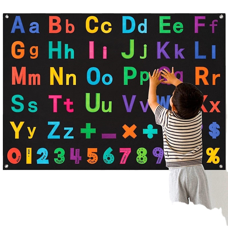 151Pcs Alphabets Letters Numbers Felt Board Story Preschool Set Colorful ABC Upper Lower Case Math Symbols Large Wall kids