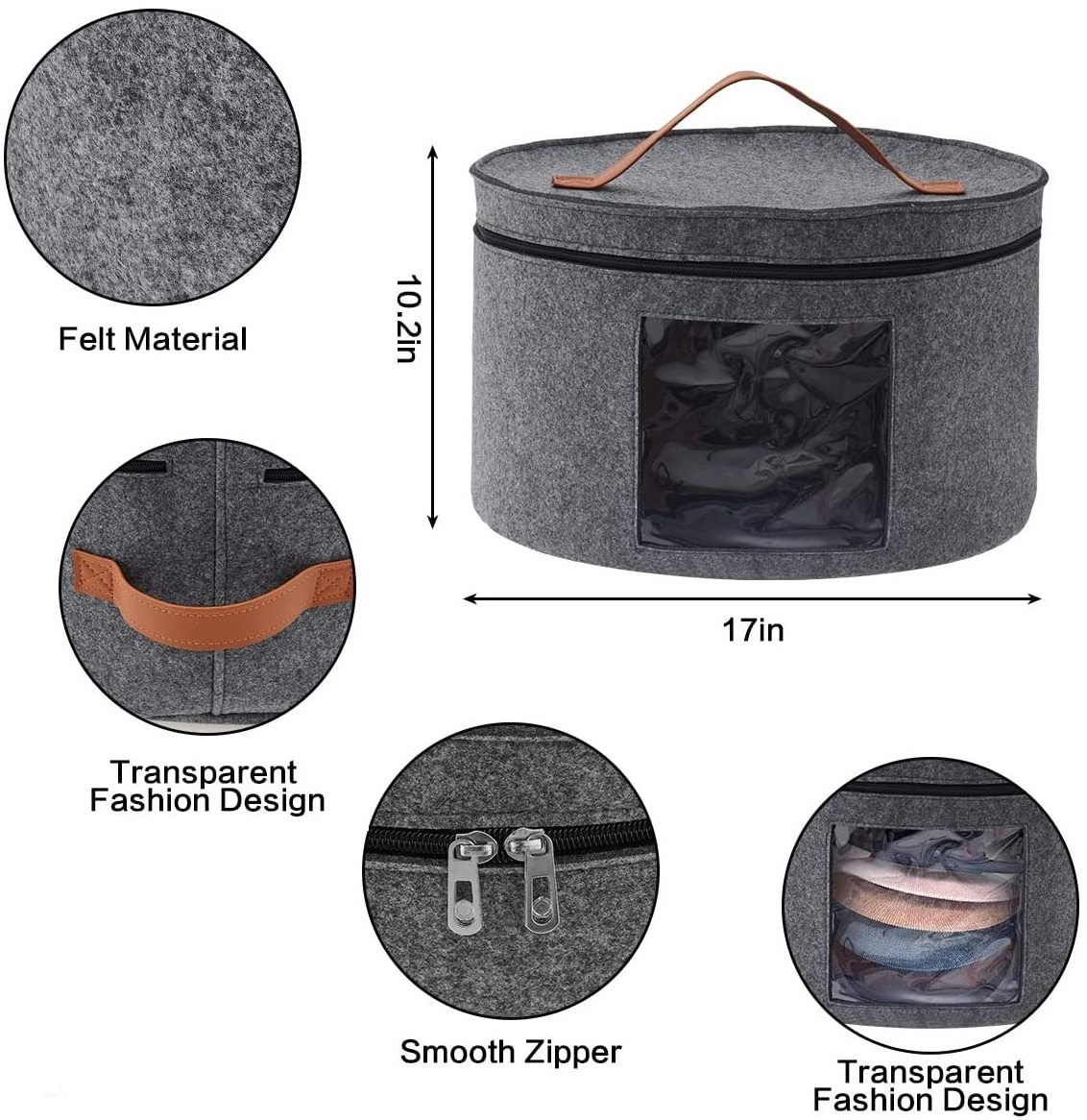 Large Round Barrel Felt Hat Storage Bag Suitable for Various Occasions and Easy to Carry