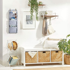 White hanign organizer for Mudroom Felt Storage Baskets With Handle