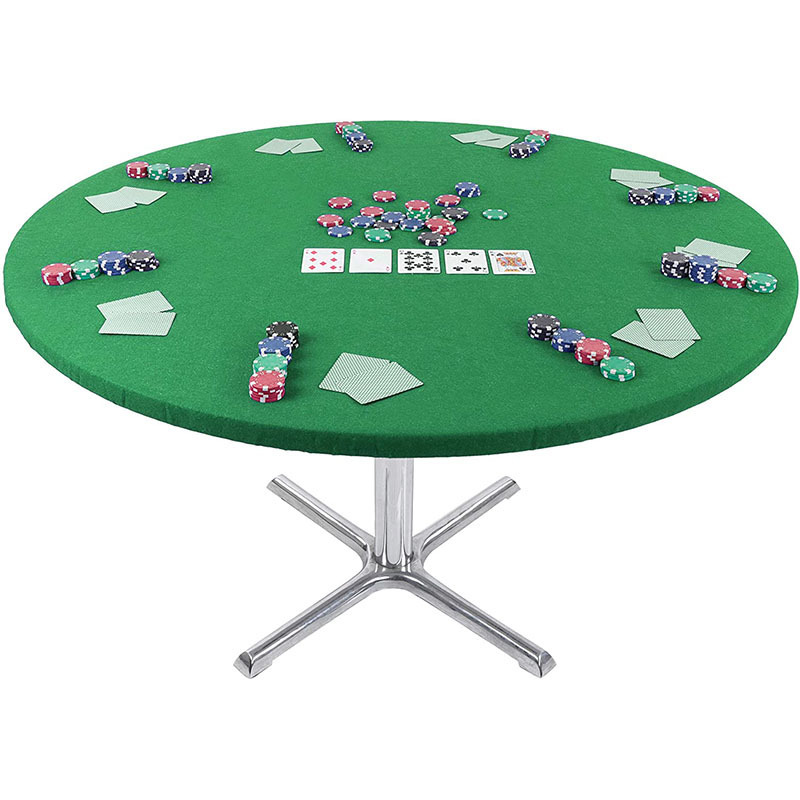 Round Game Table Cover Fitted Tablecloth - 36in to 48in Elastic Fit Felt Poker Table Cover Protector