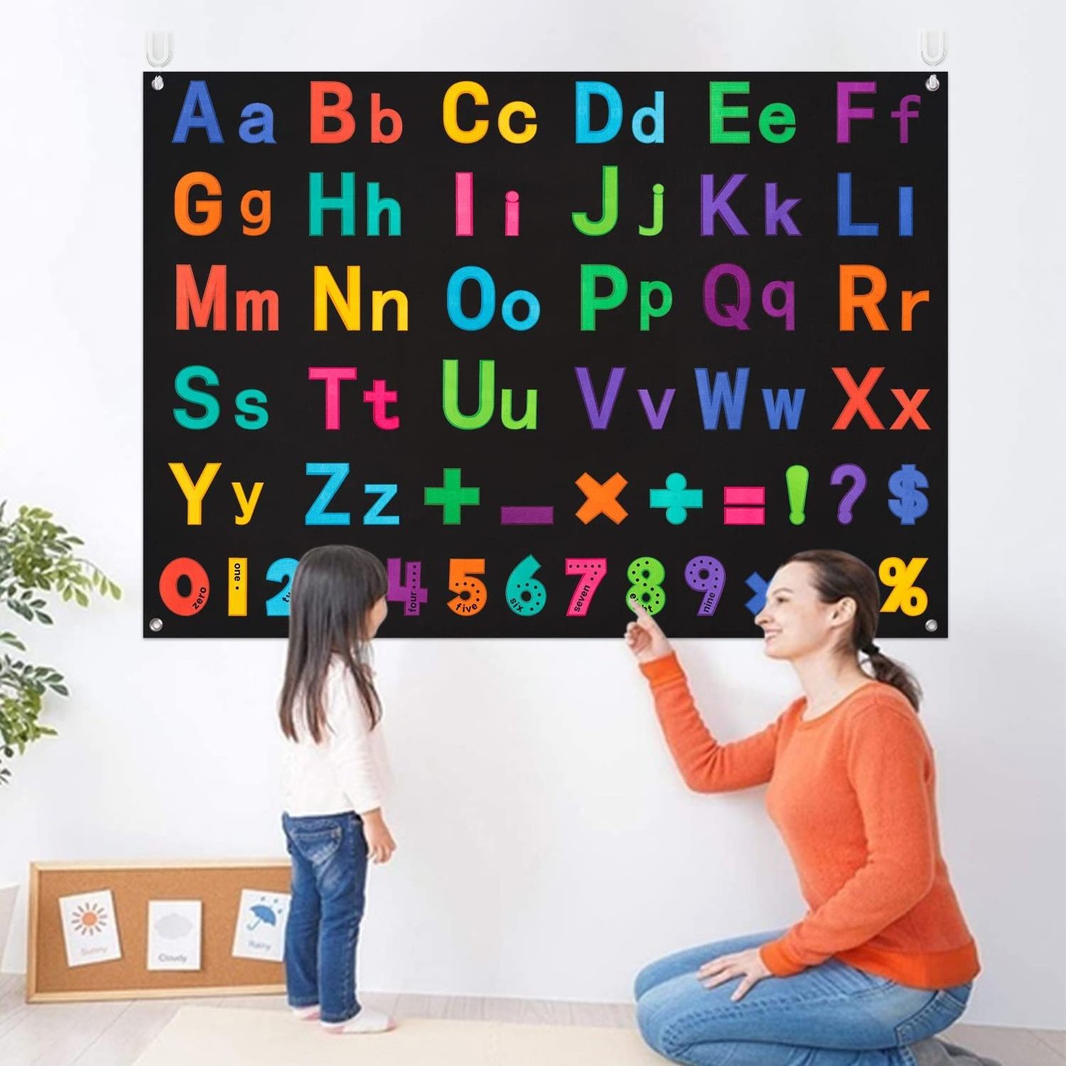 151Pcs Alphabets Letters Numbers Felt Board Story Preschool Set Colorful ABC Upper Lower Case Math Symbols Large Wall kids