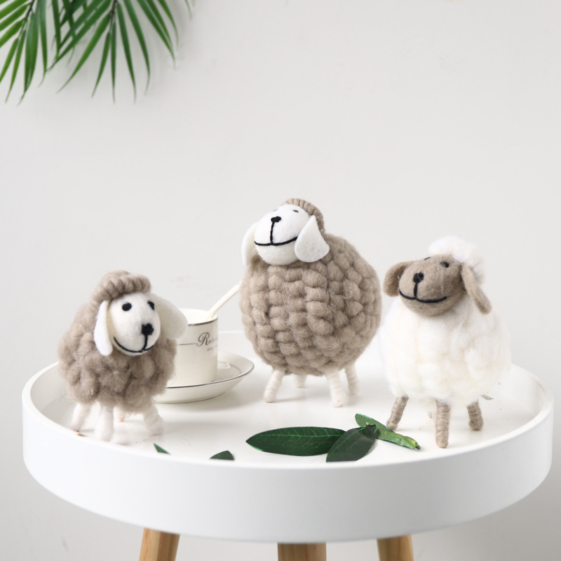 Three styles Festival ornament felt sheep handmade handicrafts decor items diy home decoration