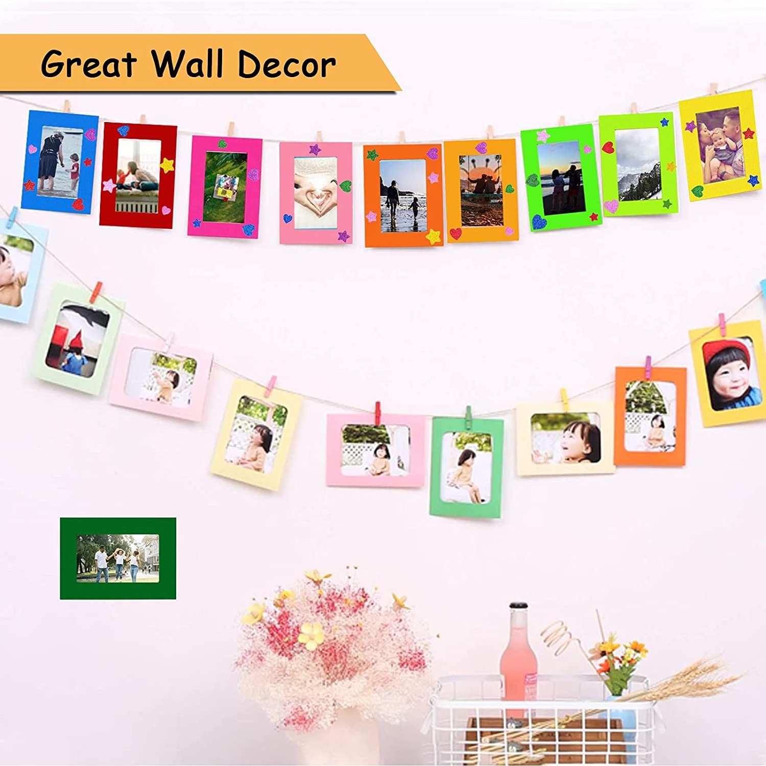 Colorful Felt Picture Frames, Kids Photo Frame and Multi Shape Craft Glitter Foam Stickers  for Arts and Crafts Decoration