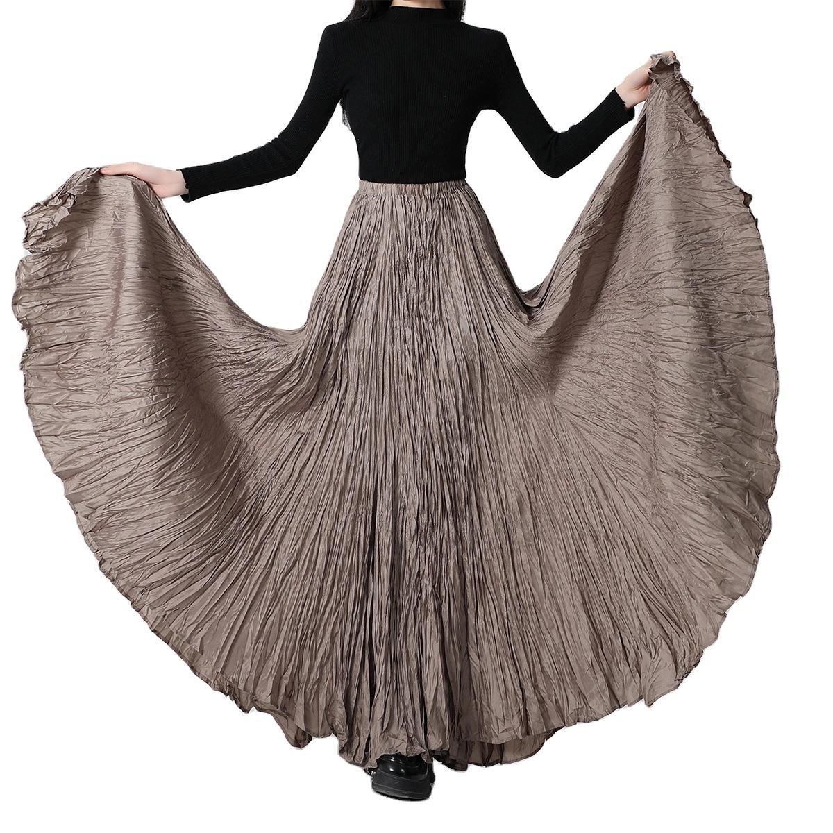 720 Degree Skirt Irregular Ultra Long Floor Pleated Skirt Slimming Umbrella Skirt