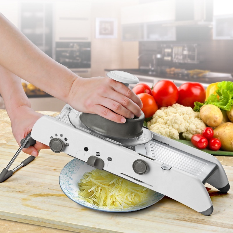 Multifunctional Food Slicer, Stainless Steel Adjustable Potato Tomato Onion Slicer Vegetable and Fruit Chopper