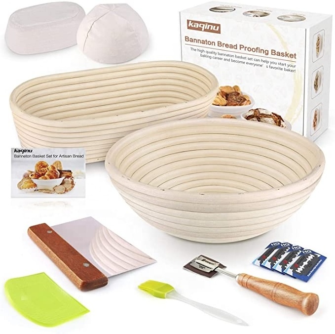 Wholesale Customized Handmade Bread Proofing Basket Rattan Basket Barneton Bread Fermentation Basket Set Opp Bag Multifunction