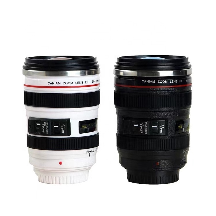 Creative coffee cup couple mug simulation camera water cup lens stainless steel liner thermos cup