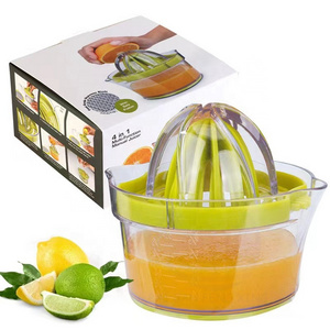 Plastic Manual Citrus Juicer Fruits Hand Press Juice Orange Lemon Squeezer with Strainer and Built-in Measuring Cup