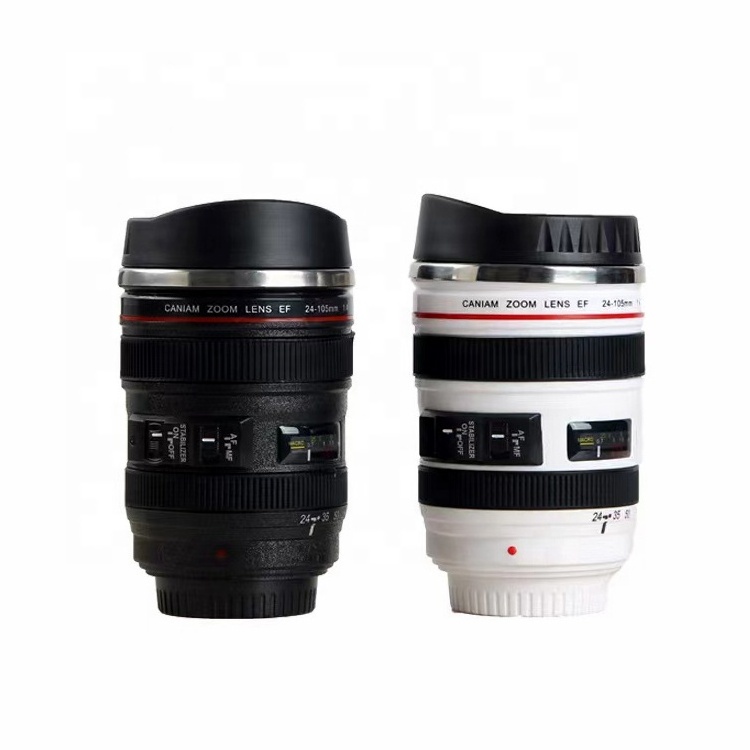 Creative coffee cup couple mug simulation camera water cup lens stainless steel liner thermos cup