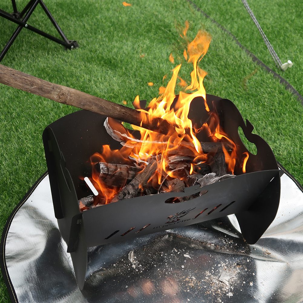 Outdoor Deep Bowl Bonfire Heater High Temperature Modern Foldable Metal Mini Rectangle Bbq Fire Pit