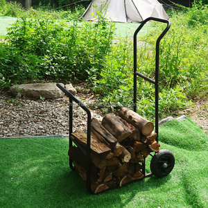 Outdoor Firewood Rack Tool Log Carrier Rolling Cart Log Rack With Wheels Log Holder Cart