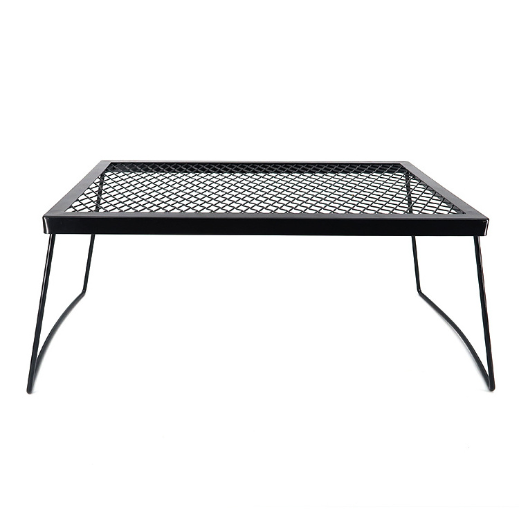 Outdoor Accessory Steel Camping Foldable Picnic Table Mesh Easy Folding Small Grate Table Portable Picnic Cooking Table