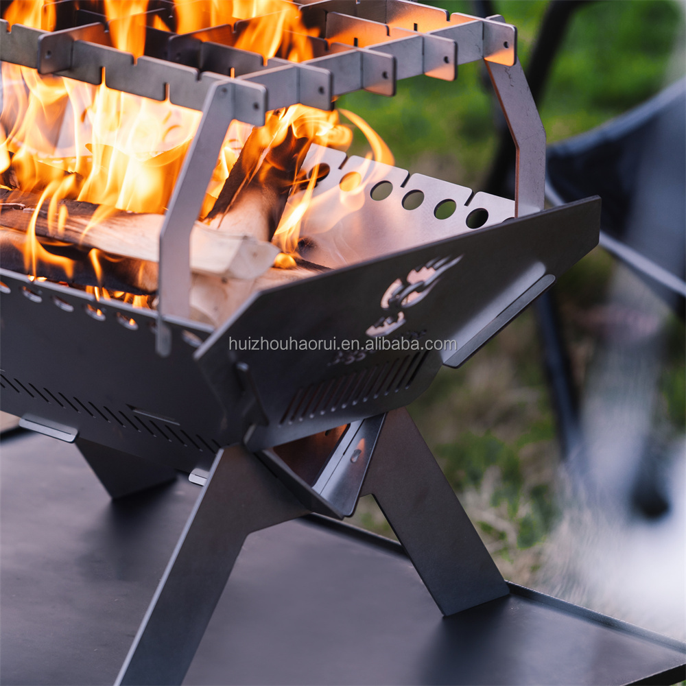 Portable Folding Outdoor Camping Firepit Bowl Collapsible Stainless Steel Fire Pit