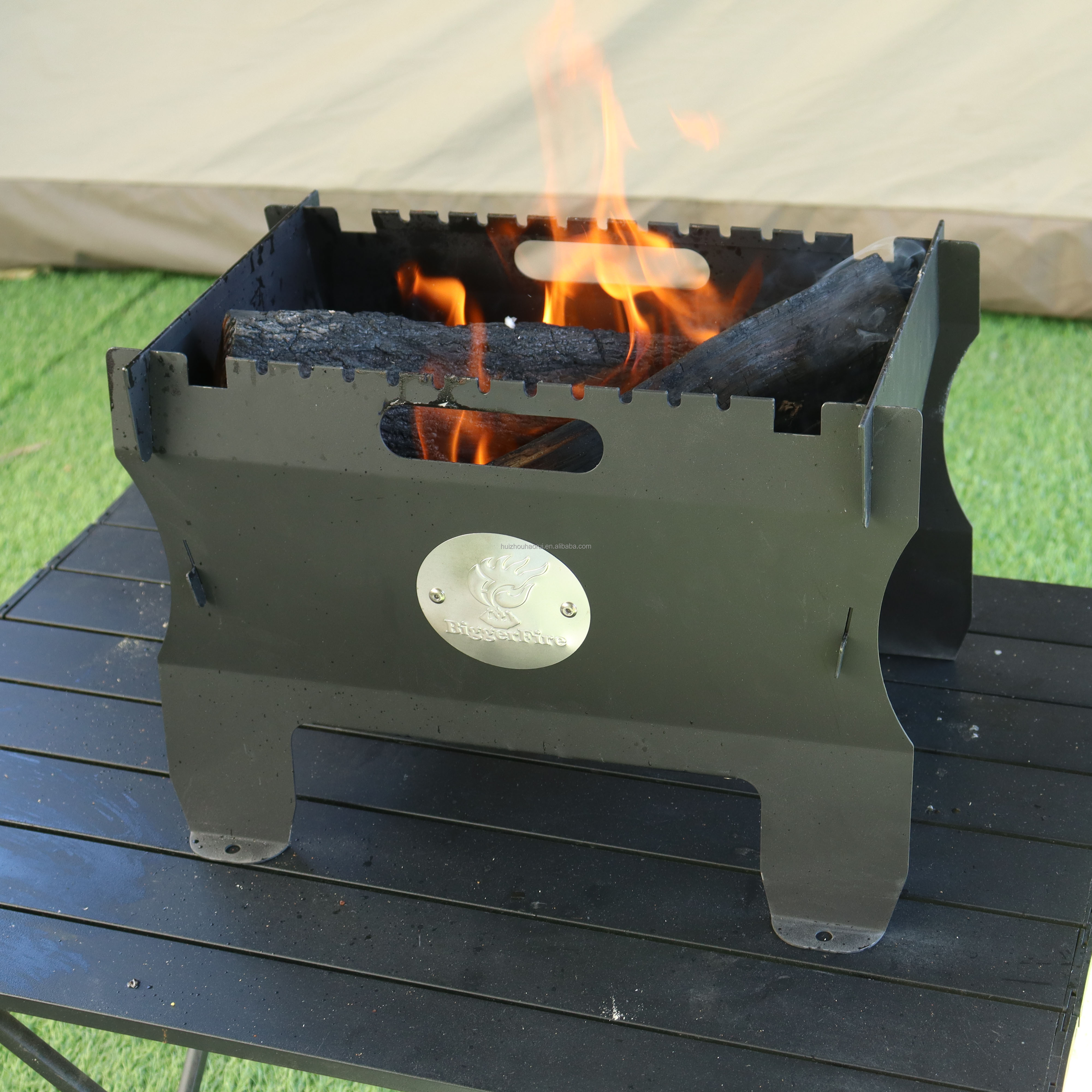 Small Portable Multi Fuel Gas Firewood Charcoal Grill Outdoor BBQ Backpacking Camping Barbecue Grill Tabletop Fire Pit