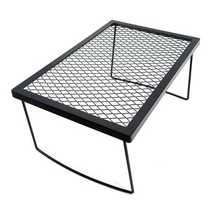 Outdoor Accessory Steel Camping Foldable Picnic Table Mesh Easy Folding Small Grate Table Portable Picnic Cooking Table