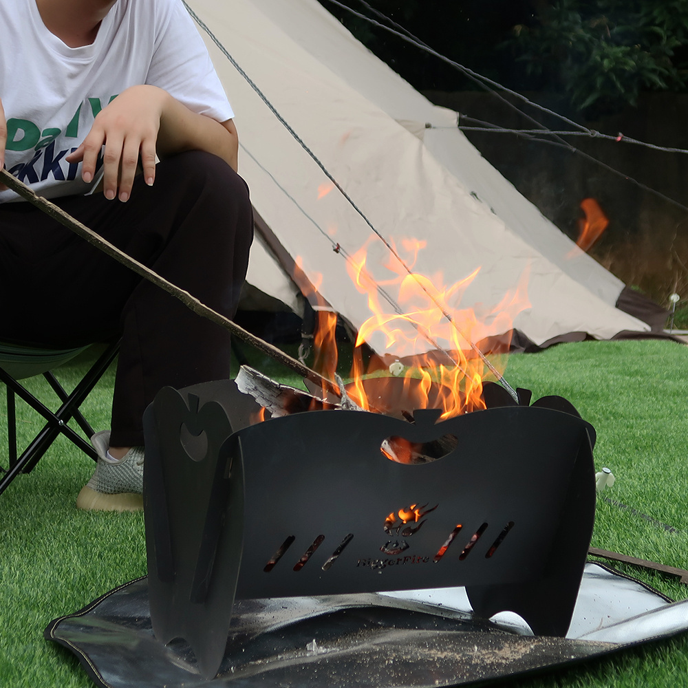 Outdoor BBQ Camping Custom Carbon Steel Fire Pit Bowl Round Square Portable Eco-friendly Wood Charcoal Burning Metal Firepit