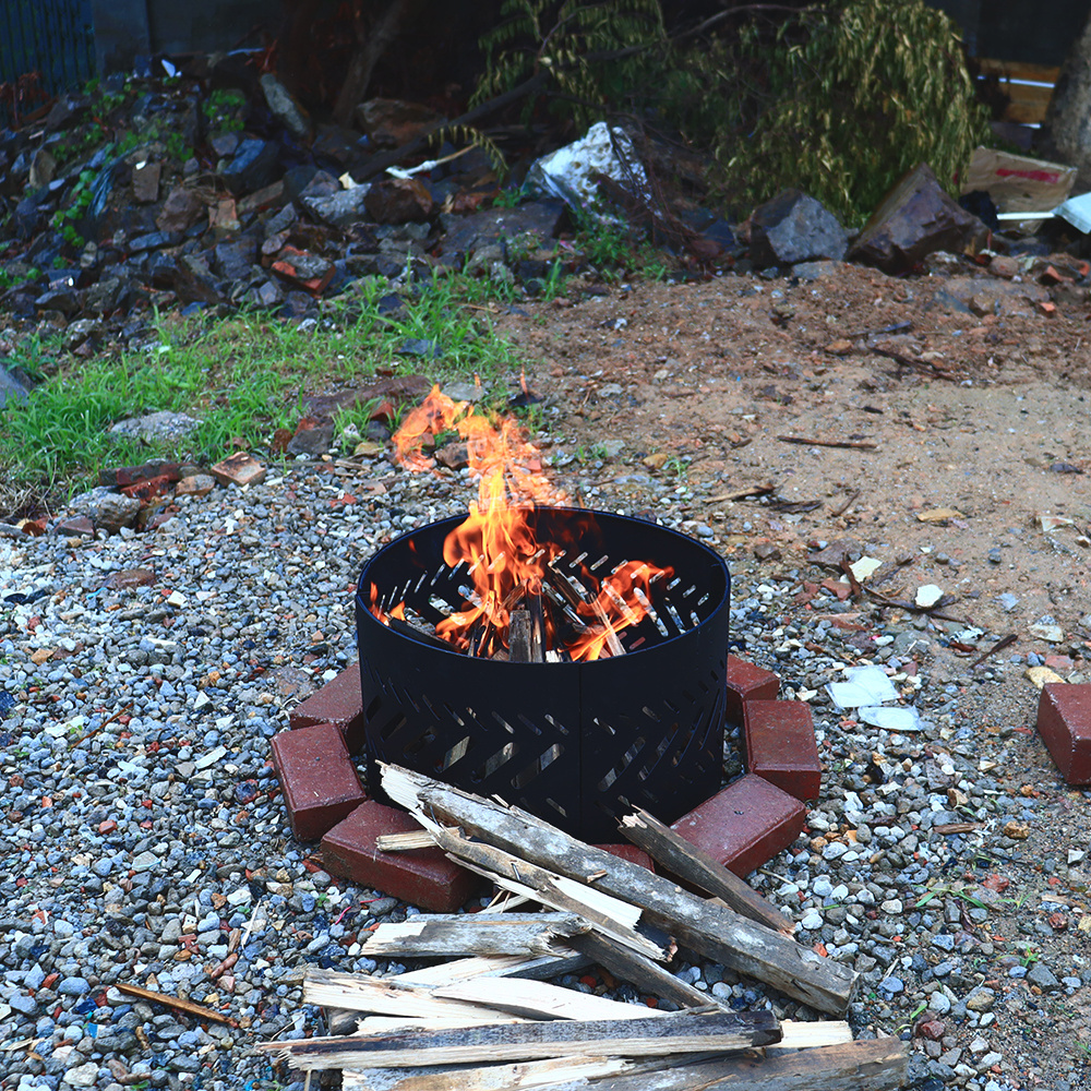 Outdoor Garden Bonfire Round Firepit Bowl Wood Burning Heater Camp Fire Pit Ring