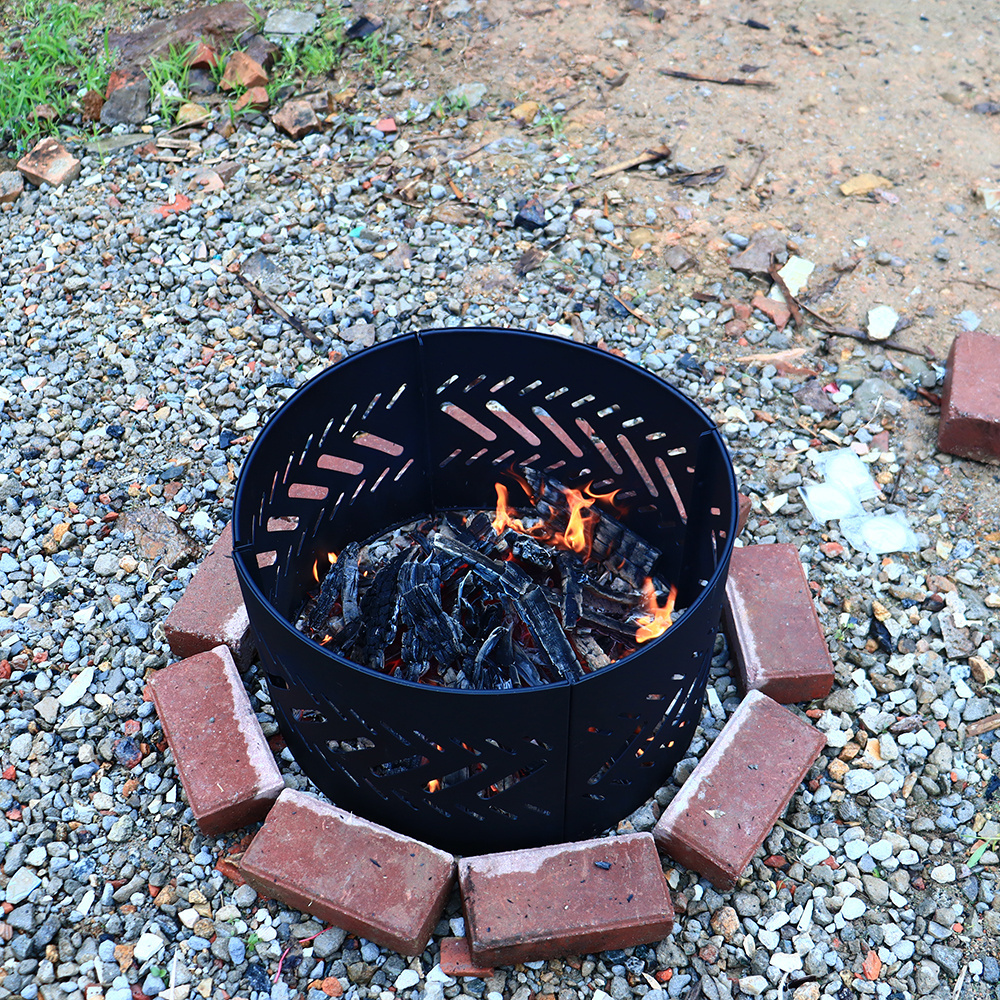 Outdoor Garden Round Bbq Metal Firepit Bowl Fireplace Outside Wood Burning Fire Pit Ring