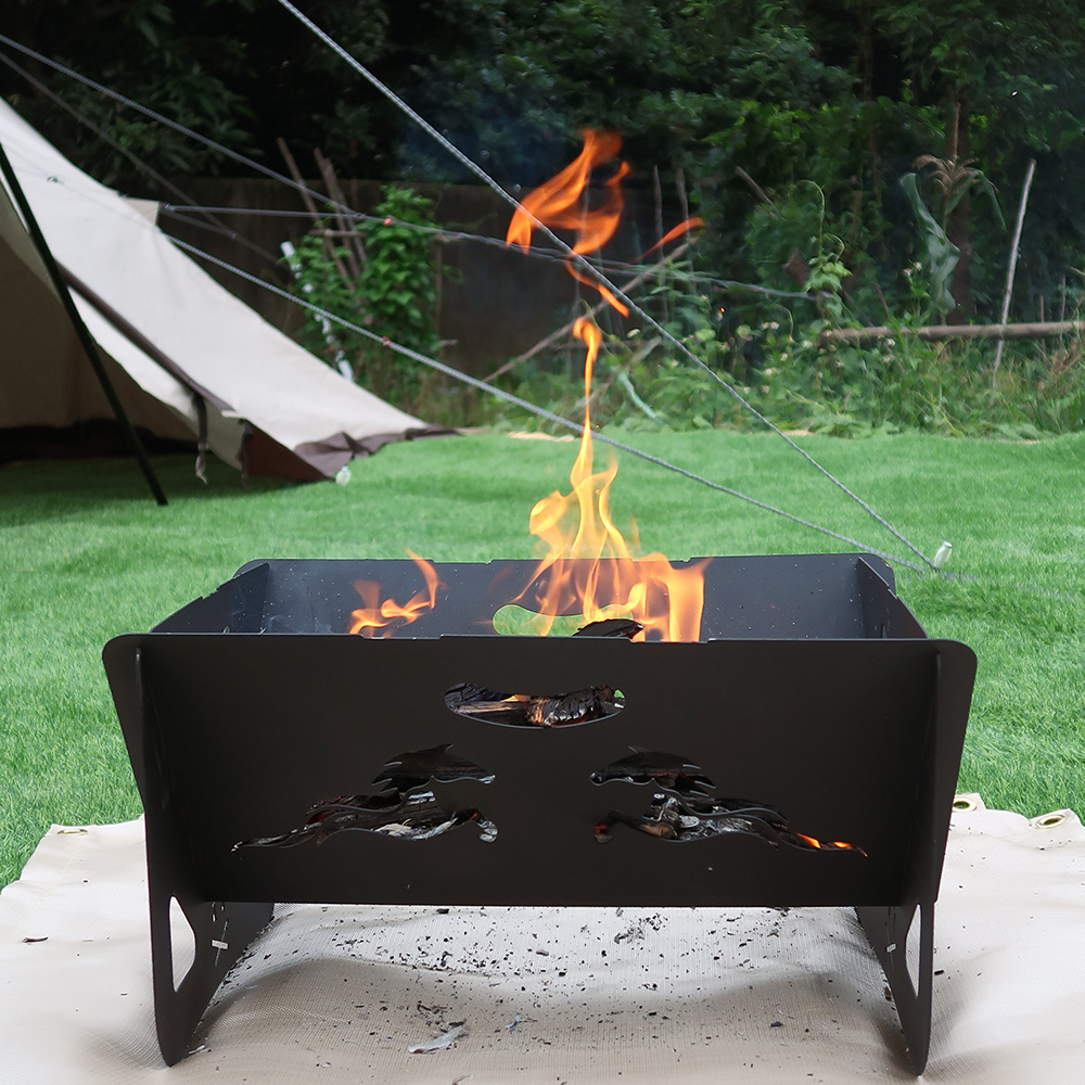 Metal Fire Pits Portable Wood Burning Outdoor Garden Bonfire Firepits