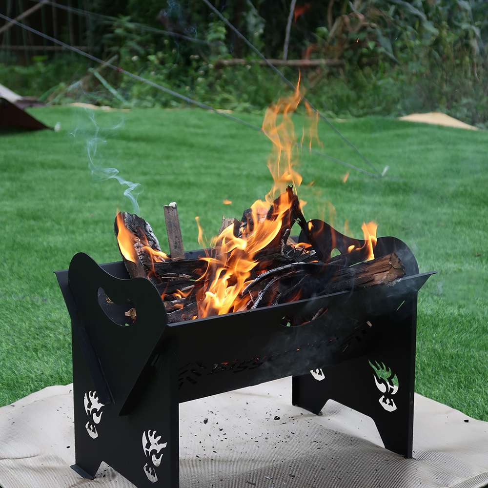 Outdoor BBQ Camping Custom Carbon Steel Fire Pit Bowl Round Square Portable Eco-friendly Wood Charcoal Burning Metal Firepit