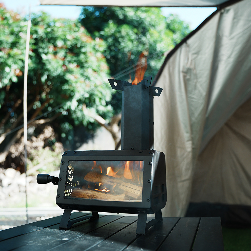 New Product Ideas 2023 Portable Camping Equipment Wood Burning Stove Outdoor Patio Timber Rocket Stove