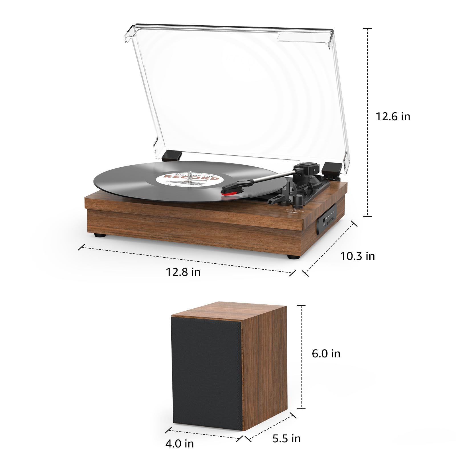 External 2 High quality sound speakers Hot selling player Bluetooth portable vinyl turntable recorder