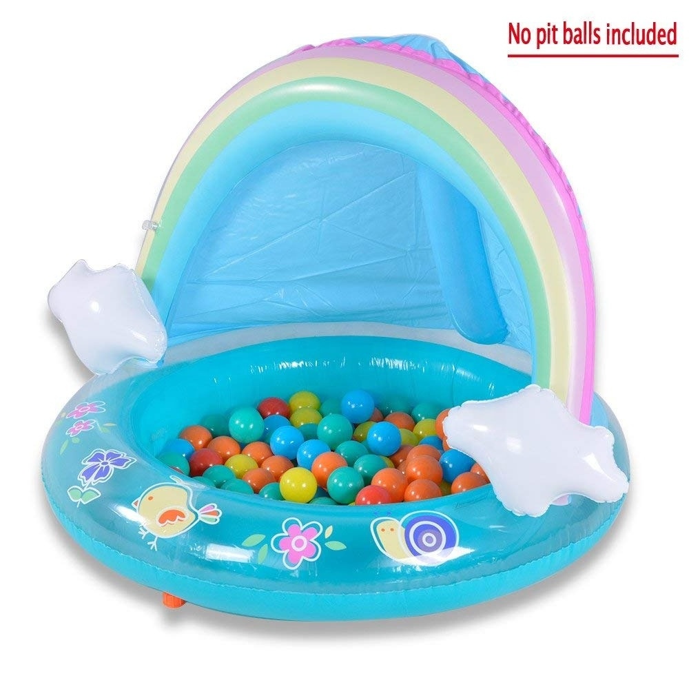 LC BSCI  Factory Water Sprinkler Rainbow Cloud Splash Inflatable Kids Swim Pool With Canopy