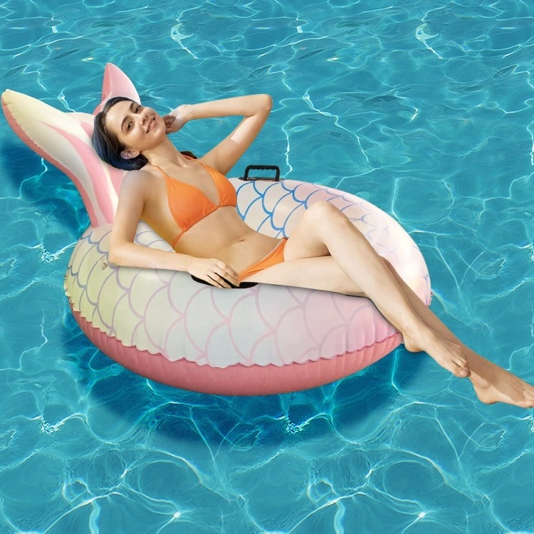 LC Mermaid Swimming Pool Lounge Inflatable Island Floating Lounge Pool Lounger