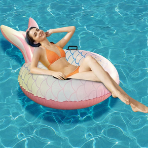 LC Mermaid Swimming Pool Lounge Inflatable Island Floating Lounge Pool Lounger