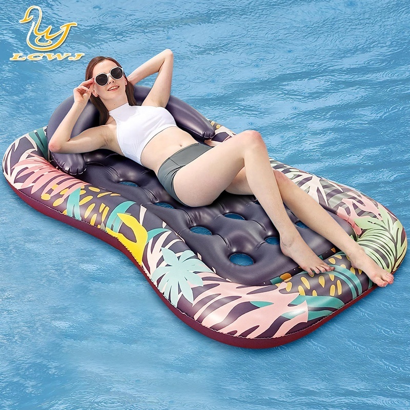 LC Inflatable Tanning Pool Lounger Float Sunbathing Pool Lounge Raft Floatie Toys Water Mat Pad for Adult