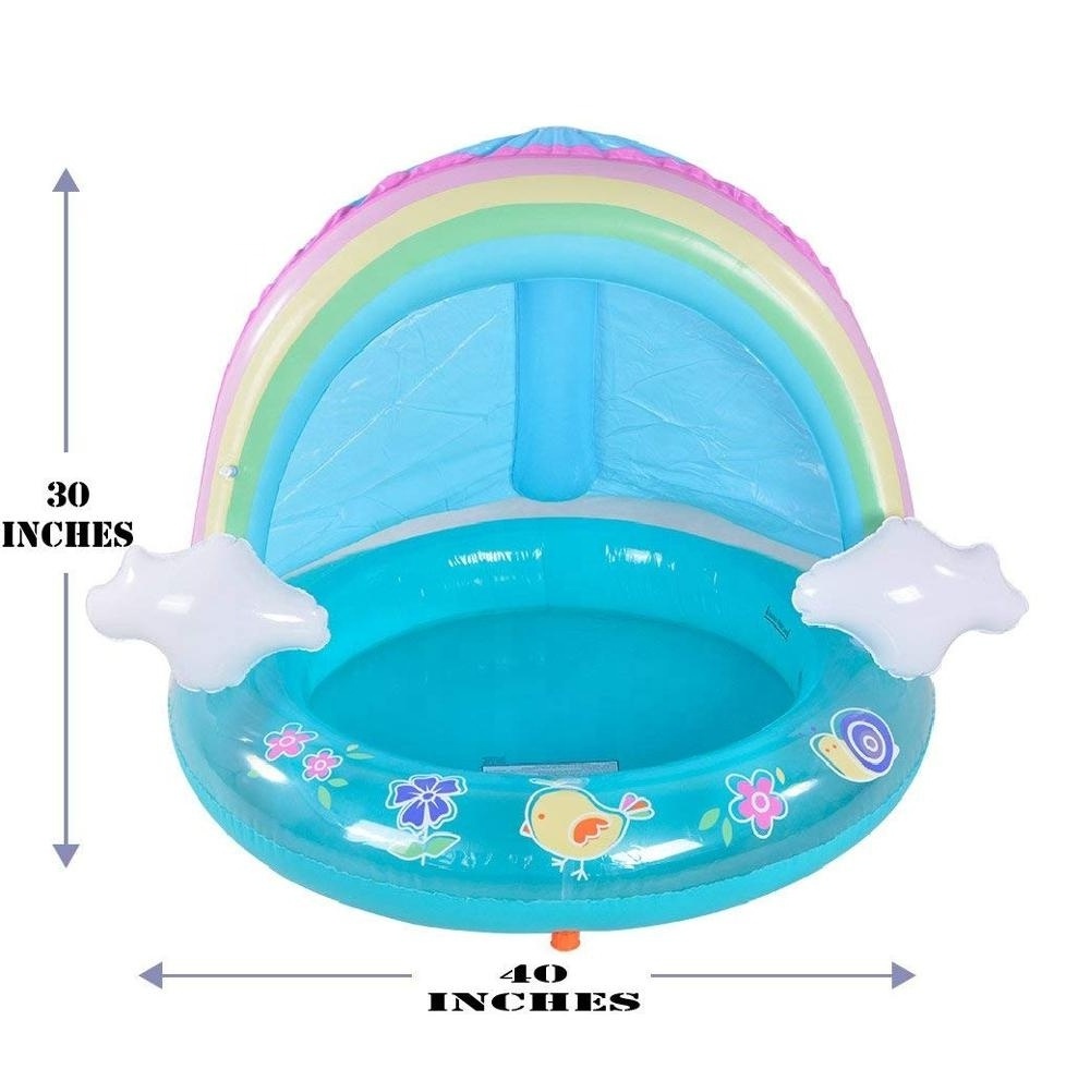 LC BSCI  Factory Water Sprinkler Rainbow Cloud Splash Inflatable Kids Swim Pool With Canopy