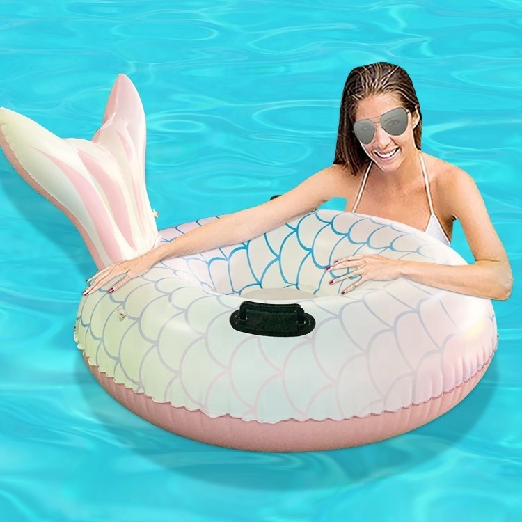 LC Mermaid Swimming Pool Lounge Inflatable Island Floating Lounge Pool Lounger