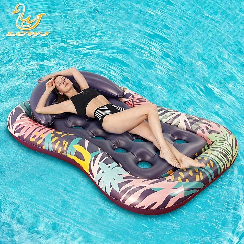 LC Inflatable Tanning Pool Lounger Float Sunbathing Pool Lounge Raft Floatie Toys Water Mat Pad for Adult