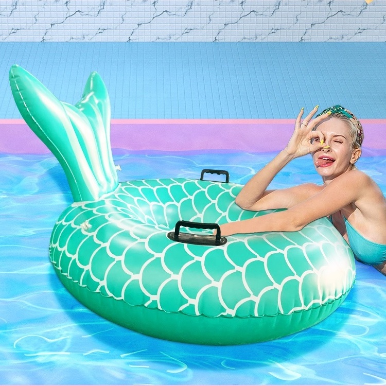 LC Mermaid Swimming Pool Lounge Inflatable Island Floating Lounge Pool Lounger