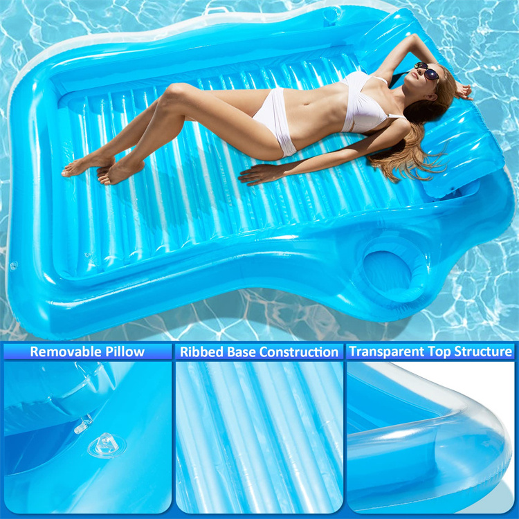 LC Wholesale Transparent Blue Pool Toys Swimming Water Floating Mat Inflatable Pool Float