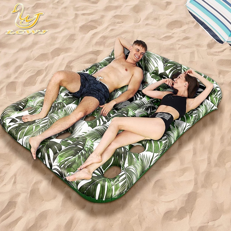 LC Summer Beach Oversized Double Lounger Raft Tanning Pool Floats Water Pads Pool Inflatables for Adults