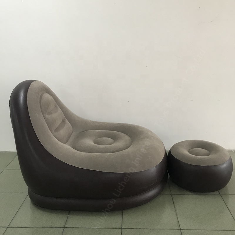 LC Factory Inflatable Air Chair Needlepoint Sofa Bed Ultra Lounge & Ottoman